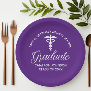 Custom Purple Medical School Graduation Party Paper Plates