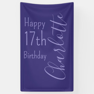 Custom Purple Modern Simple Chic Happy Birthday Banner