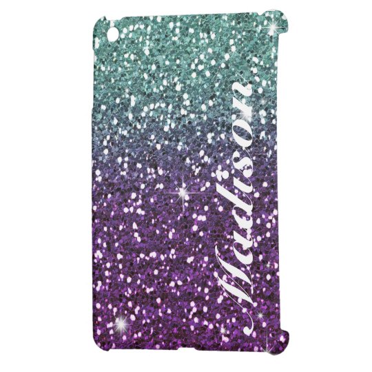 Custom Purple ombre girly glitter Ipad Mini case