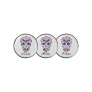 Custom Purple pastel goth Sugar Skull Golf Ball Marker