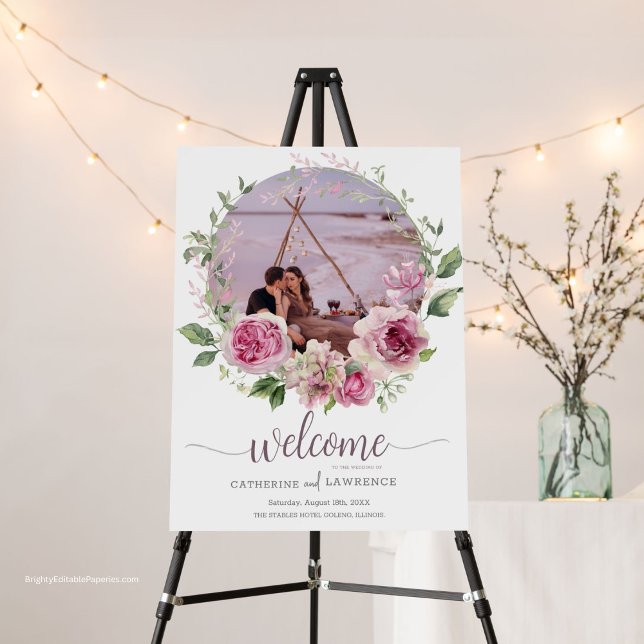 Custom Purple peony petal bloom bliss Wedding Sign (Creator Uploaded)