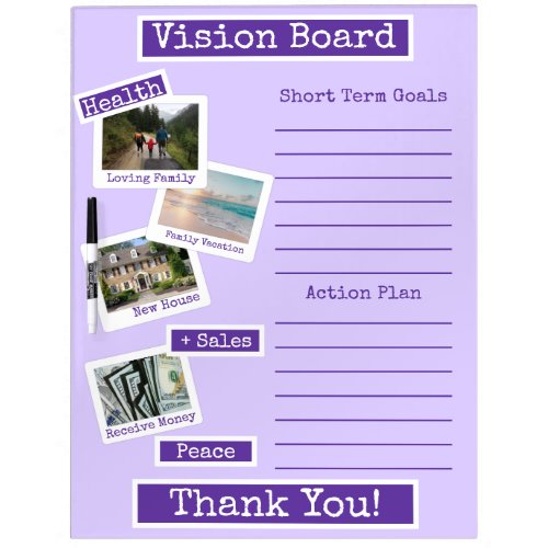 Custom Purple Photo Vision Board Goals Action Plan
