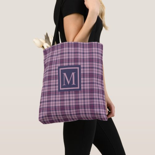 Custom Purple Pink Navy Blue Violet  Checkered Tote Bag