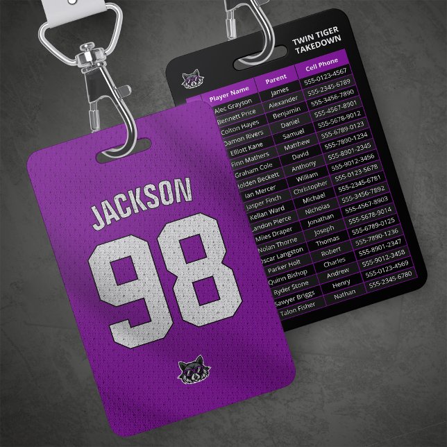 Custom Purple Player Team Roster Card Sport Badge (Creator Uploaded)