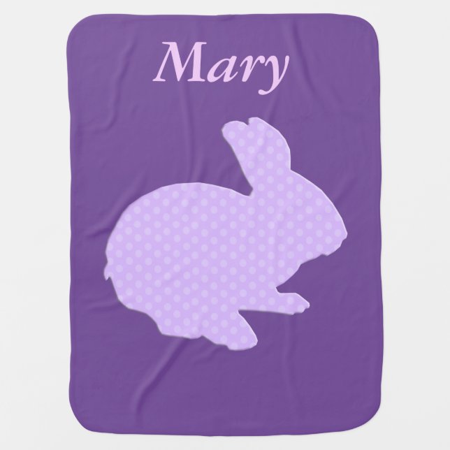 Custom Purple Polka Dot Silhouette Rabbit Blanket (Front)