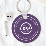 Custom Purple Promotional Business Logo Branded Keychain<br><div class="desc">Easily personalize this coaster with your own company logo or custom image. You can change the background color to match your logo or corporate colors. Custom branded keychains with your business logo are useful and lightweight giveaways for clients and employees while also marketing your business. No minimum order quantity. Bring...</div>