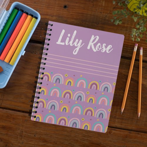 Custom Purple Rainbow Pattern Kids Notebook