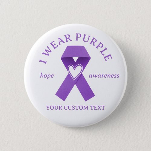Custom Purple Ribbon Awareness Button