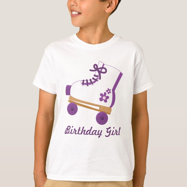 Custom Purple Roller Skate Birthday Girl T-Shirt (Front)
