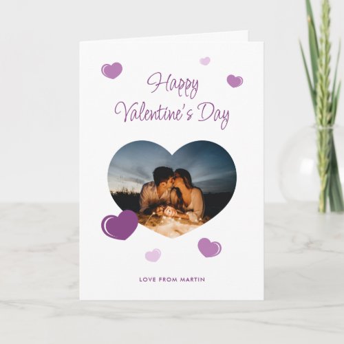 Custom Purple Romantic Photo Valentines Day Card