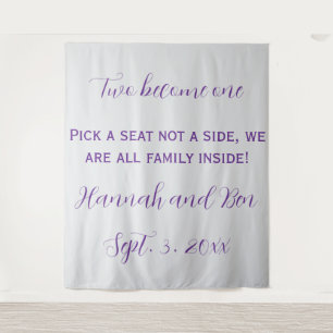 Custom Purple Script Wedding Backdrop