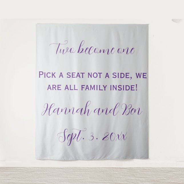 Custom Purple Script Wedding Backdrop (Front)