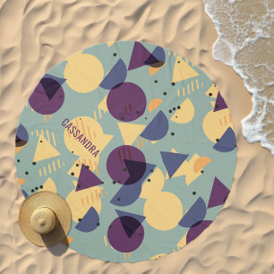 Custom Purple Seafoam Teal Blue Orange Mosaic Art Beach Towel