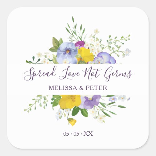 Custom Purple Shades Bouquet Wedding Square Sticker