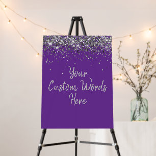 Custom Purple & Silver Birthday Party Personalized Foam Board
