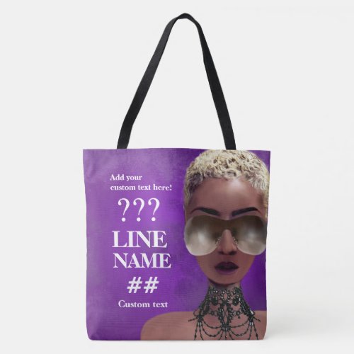 Custom Purple Sorority Black Art Tote Bag