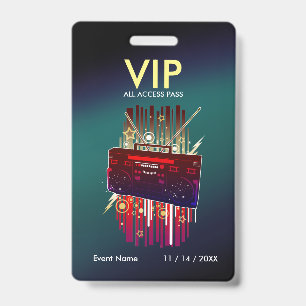 Custom Purple Teal Gradient VIP Pass For Event Badge