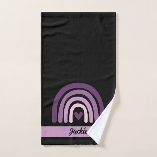 Custom Purple Tennis Theme Monogrammed Name  Hand Towel