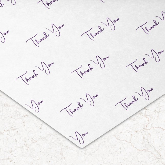 Custom Purple Text Pattern Thank You Tissue Paper (Creator Uploaded)