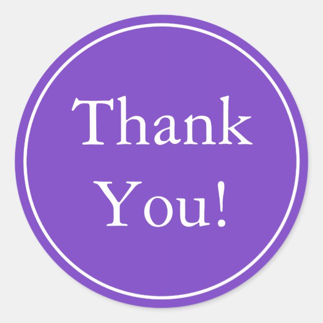 Custom Purple Thank You Stickers & Favor Labels (Front)