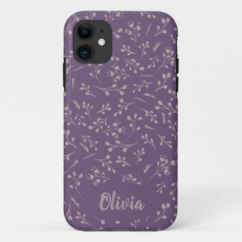 Custom Purple Tulip Leaf Feather Two Color Pattern iPhone 11 Case