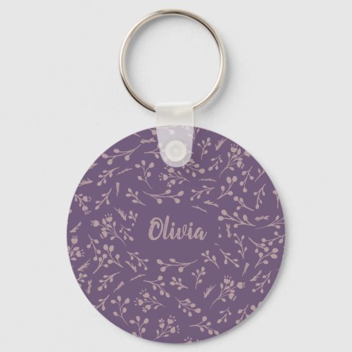 Custom Purple Tulip Leaf Feather Two Color Pattern Keychain