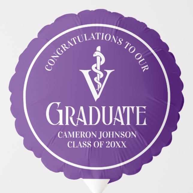 Custom Purple Veterinary School Graduation Party Balloon (Front)