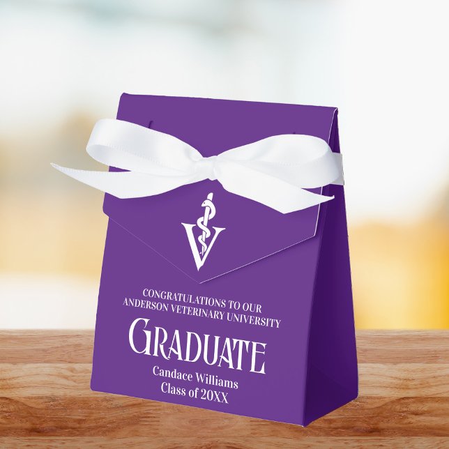 Custom Purple Veterinary School Graduation Party Favor Boxes (Creator Uploaded)