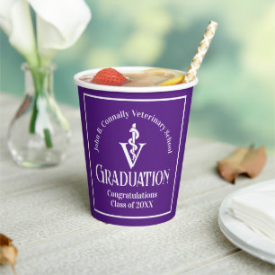Custom Purple Veterinary School Graduation Party Paper Cups
