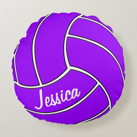 Custom Purple Volleyball Round Pillow | Zazzle.com