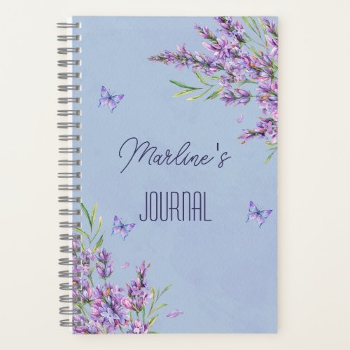 Custom Purple Watercolor Flowers Notebook