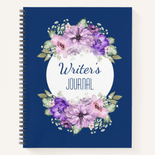 Custom Purple Watercolor Flowers Notebook
