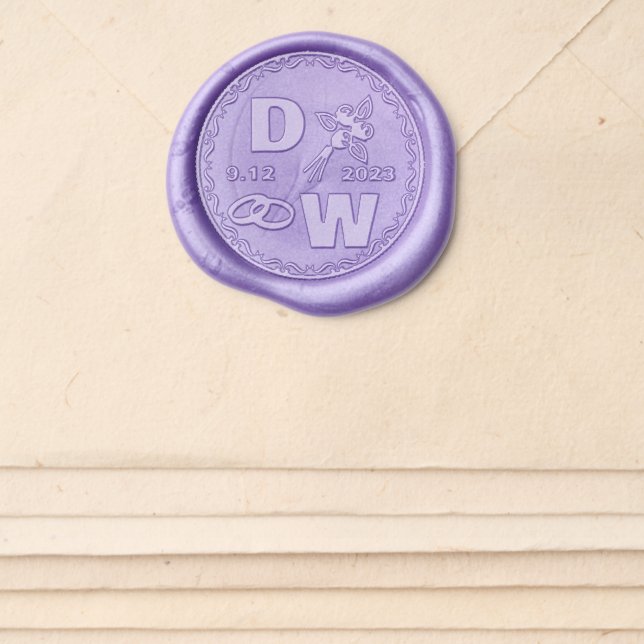 Custom Purple Wax Seal sticker For Wedding  (Front)