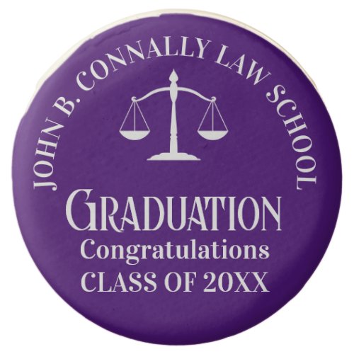 Custom Purple White Law School Graduation Party Chocolate Covered Oreo