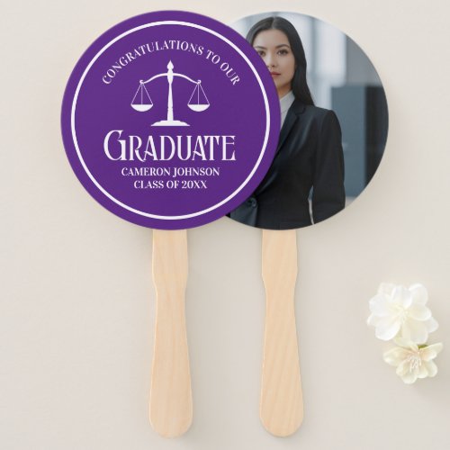 Custom Purple White Law School Graduation Party Hand Fan