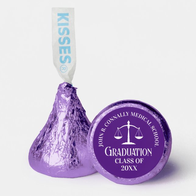 Custom Purple White Law School Graduation Party Hershey®'s Kisses® (Front)