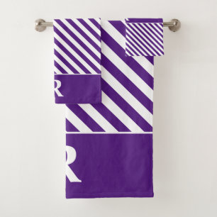 Custom Purple/White Stripes Bath Towel Set