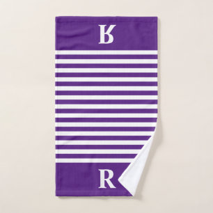 Custom Purple/White Stripes Hand Towel