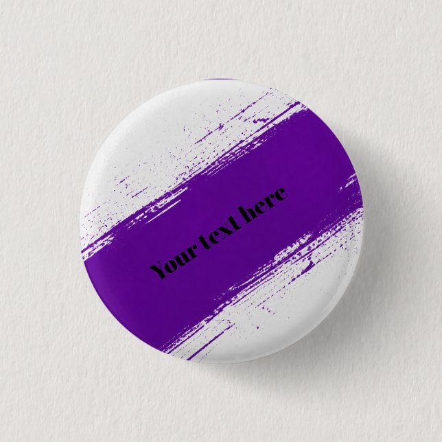 Custom Purple White Typography Design Button (Front)