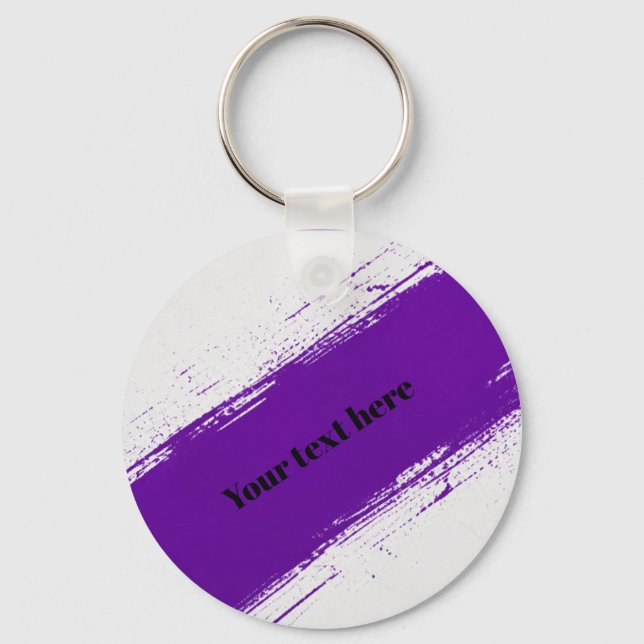 Custom Purple White Typography Design Keychain (Front)