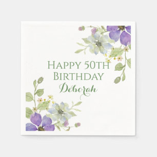 Custom Purple WIldflower BIrthday Party Napkins