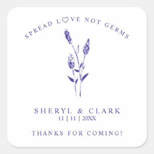 Custom Purple Wildflowers Wedding Hand Sanitizer Square Sticker