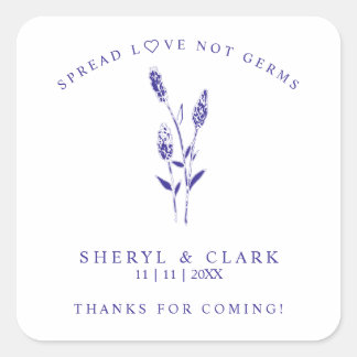 Custom Purple Wildflowers Wedding Hand Sanitizer Square Sticker