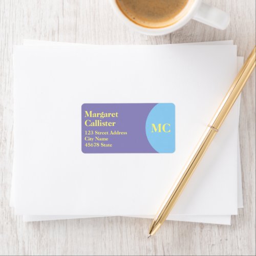 Custom Purple, Yellow &amp; Blue Address Label
