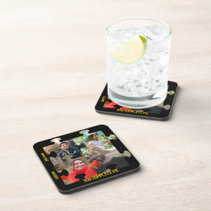 Custom puzzle piece photo You complete me couple Beverage Coaster