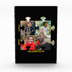 Custom puzzle piece photo You complete me couple Block