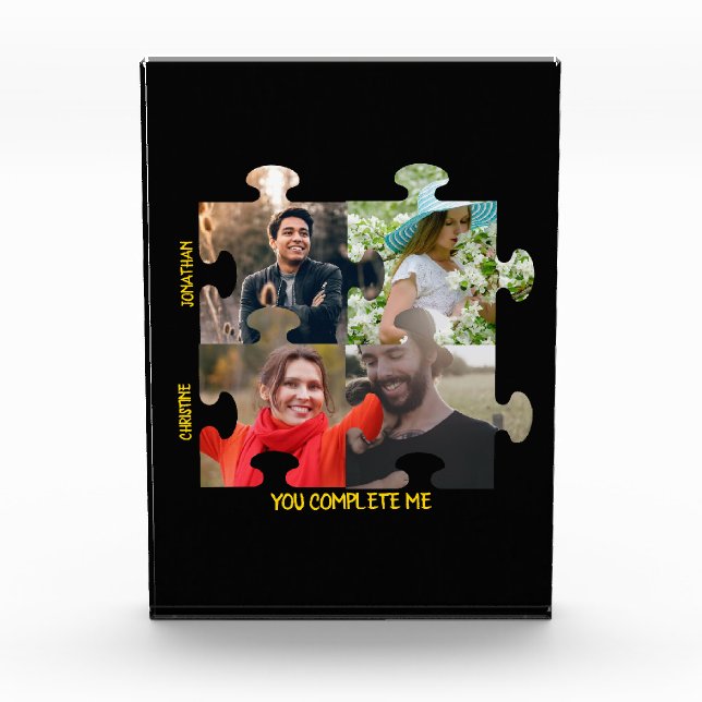 Custom puzzle piece photo You complete me couple Block (Front)