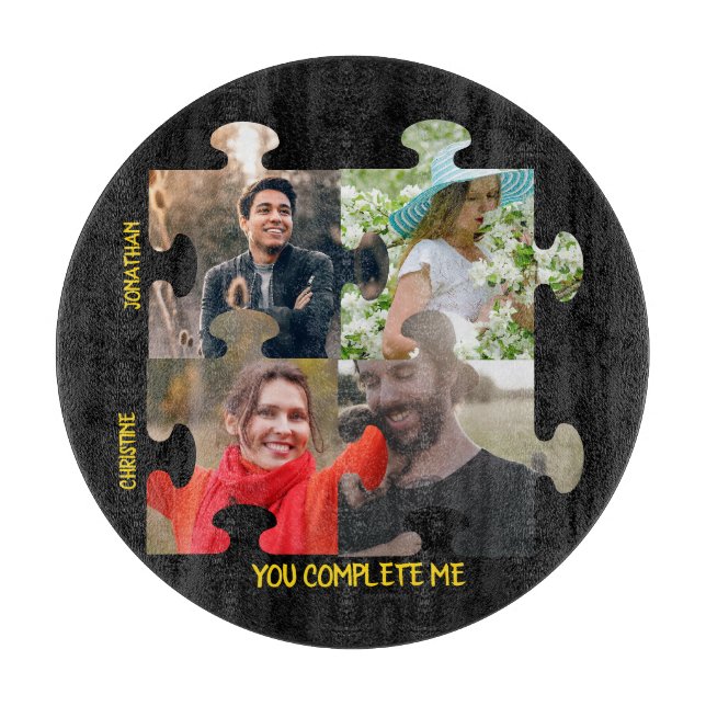 Custom puzzle piece photo You complete me couple Cutting Board (Front)