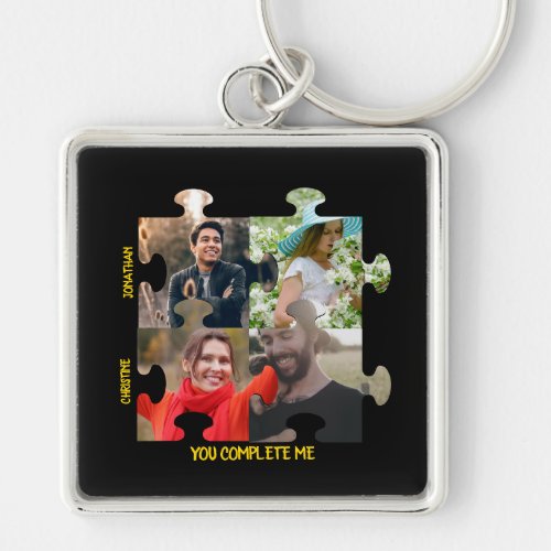 Custom puzzle piece photo You complete me couple Keychain