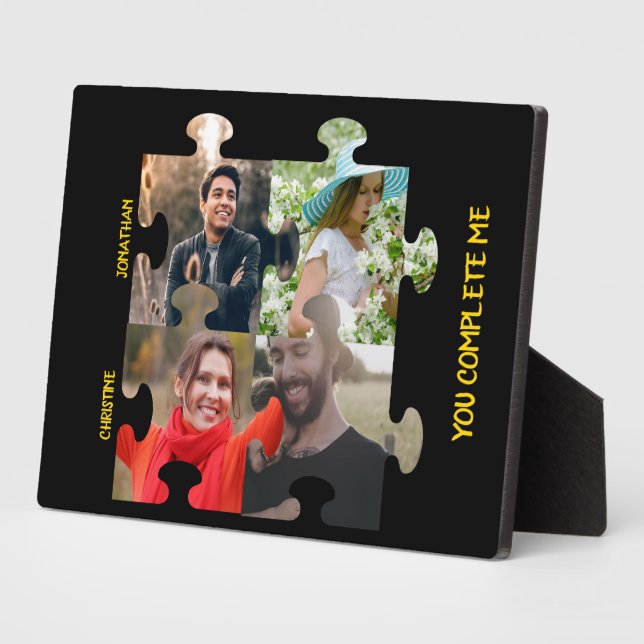 Custom puzzle piece photo You complete me couple Plaque (Side)